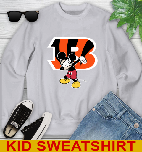 Cincinnati Bengals NFL Football Dabbing Mickey Disney Sports Youth Sweatshirt 4