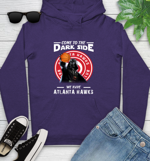 NBA Come To The Dark Side We Have Atlanta Hawks Star Wars Darth Vader Basketball Youth Hoodie 5