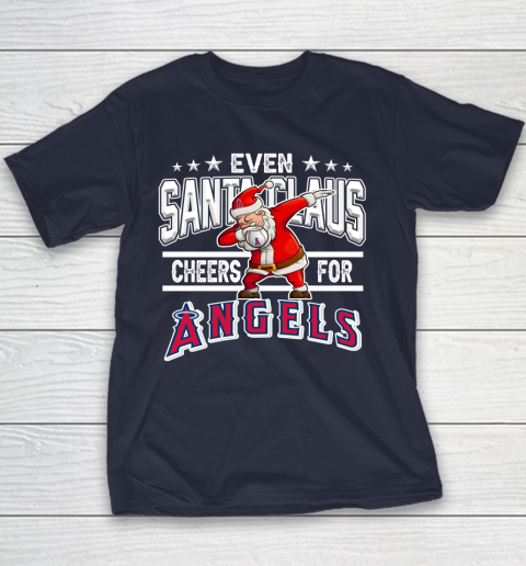 Los Angeles Angels Even Santa Claus Cheers For Christmas MLB Youth T-Shirt 2