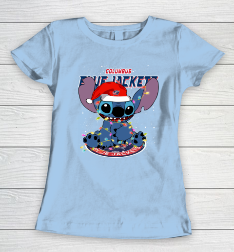 Columbus Blue Jackets NHL Hockey noel stitch Christmas Women's T-Shirt 4