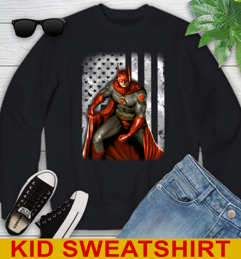 Cleveland Browns NFL Football Batman DC American Flag Shirt Youth Sweatshirt