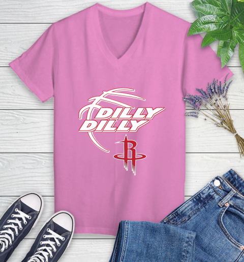 NBA Houston Rockets Dilly Dilly Basketball Sports Women's V-Neck T-Shirt 14