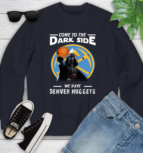NBA Come To The Dark Side We Have Denver Nuggets Star Wars Darth Vader Basketball Youth Sweatshirt 2