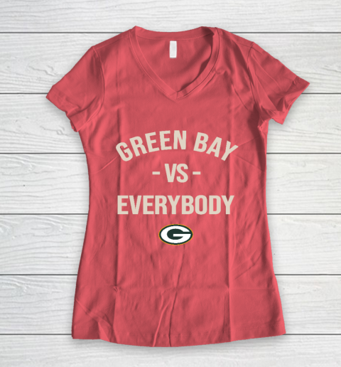 Green Bay Packers Vs Everybody Women's V-Neck T-Shirt 4