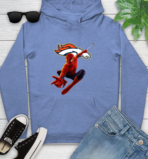 NFL Spider Man Avengers Endgame Football Denver Broncos Youth Hoodie 12