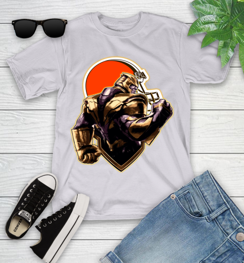 NFL Thanos Avengers Endgame Football Sports Cleveland Browns Youth T-Shirt 4
