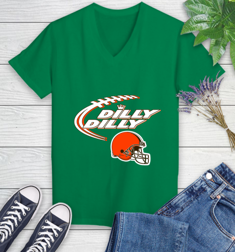 NFL Cleveland Browns Dilly Dilly Football Sports Women's V-Neck T-Shirt 5