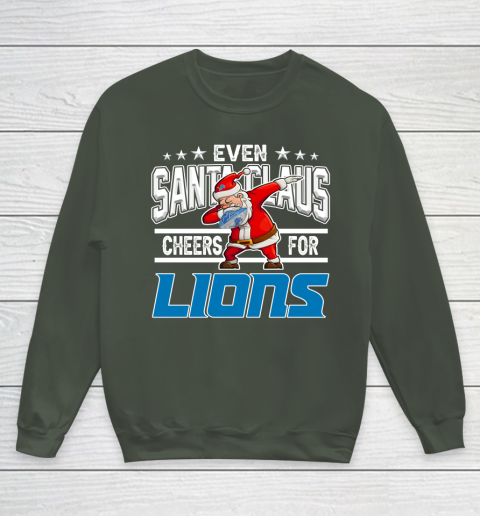 Detroit Lions Even Santa Claus Cheers For Christmas NFL Youth Sweatshirt 8