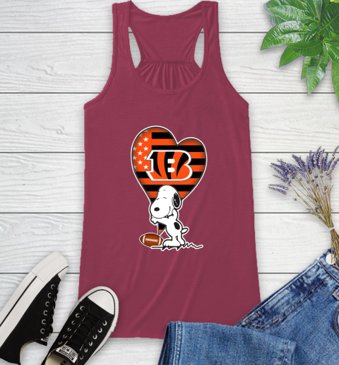 Cincinnati Bengals NFL Football The Peanuts Movie Adorable Snoopy Racerback Tank 8