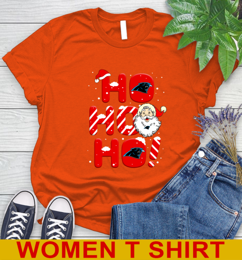 Carolina Panthers NFL Football Ho Ho Ho Santa Claus Merry Christmas Shirt Women's T-Shirt 3