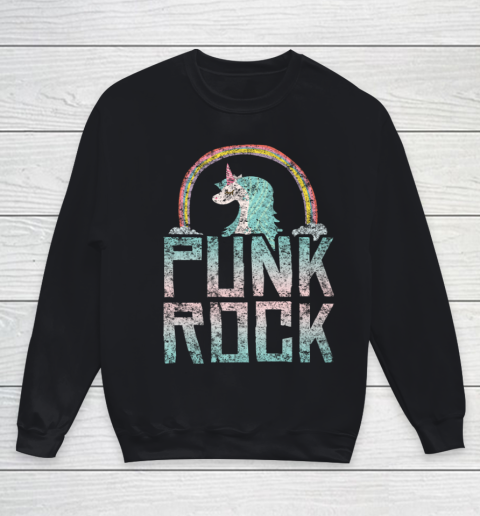 Punk Rock Music Band Unicorn Rainbow Distressed Youth Sweatshirt