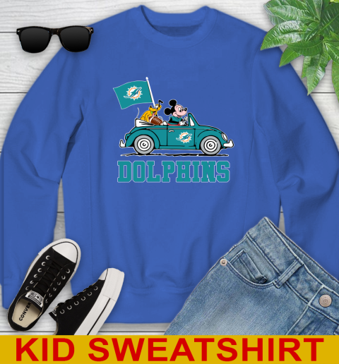 NFL Football Miami Dolphins Pluto Mickey Driving Disney Shirt Youth Sweatshirt 7