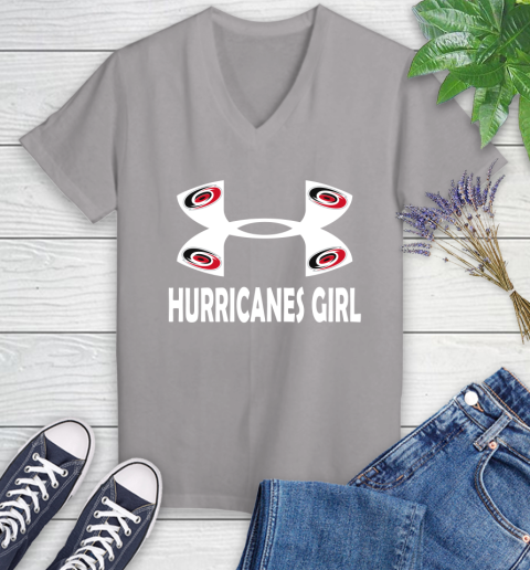NHL Carolina Hurricanes Girl Under Armour Hockey Sports Women's V-Neck T-Shirt 4