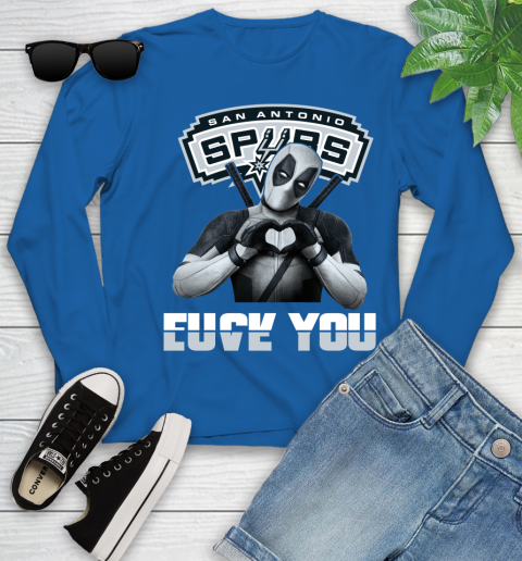 NBA San Antonio Spurs Deadpool Love You Fuck You Basketball Sports Youth Long Sleeve 10