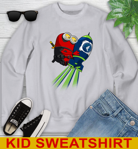NBA Basketball Minnesota Timberwolves Deadpool Minion Marvel Shirt Youth Sweatshirt 3