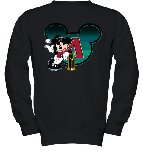 MLB Arizona Diamondbacks The Commissioner's Trophy Mickey Mouse Disney Baseball T Shirt SzyFm3J9sC7 youth sweatshirt 47 95 151514 front black