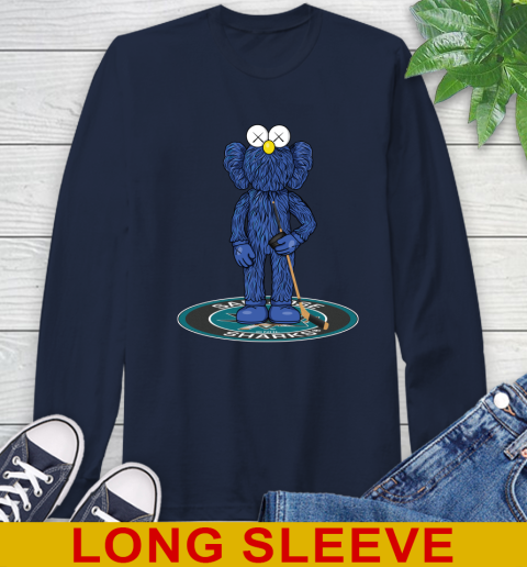 NHL Hockey San Jose Sharks Kaws Bff Blue Figure Shirt Long Sleeve T-Shirt 4