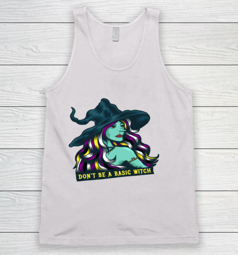 Don't Be A Basic Witch Nonbinary Witch Flag Hair Halloween Tank Top