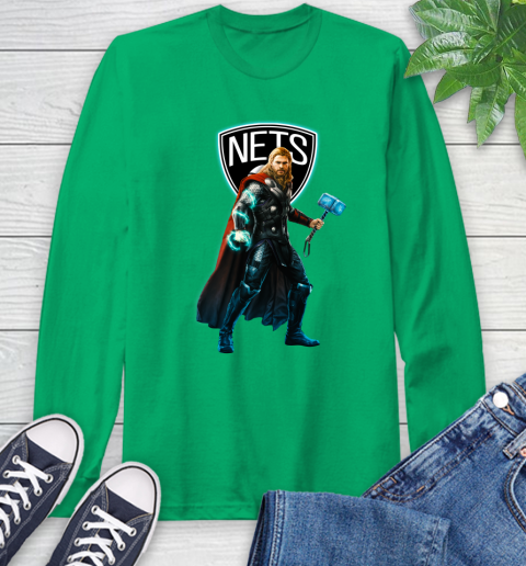 NBA Thor Avengers Endgame Basketball Brooklyn Nets Long Sleeve T-Shirt 7