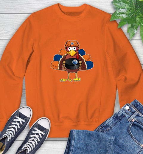 Edmonton Oilers Turkey Thanksgiving Day Sweatshirt 4