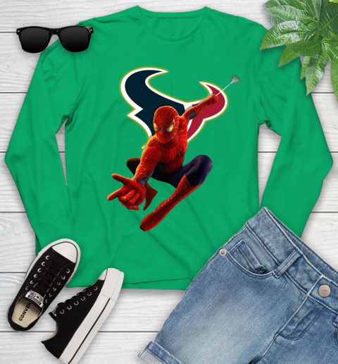 NFL Spider Man Avengers Endgame Football Houston Texans Youth Long Sleeve 7 NFL Spider Man Avengers Endgame Football Houston Texans Youth Long Sleeve - Image 7