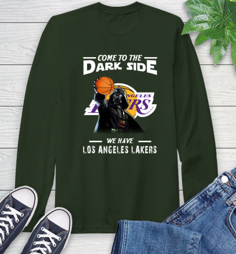 NBA Come To The Dark Side We Have Los Angeles Lakers Star Wars Darth Vader Basketball Long Sleeve T-Shirt 7