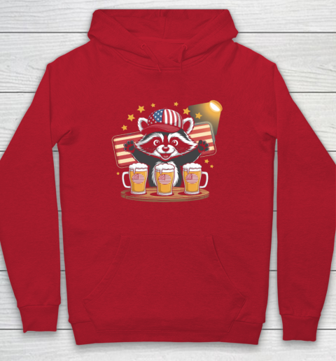 Raccoon red white and brew Funny Independence Day 4th of July Hoodie 6