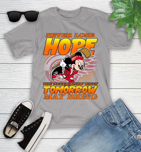 Detroit Red Wings NHL Hockey ootball Mickey Disney Never Lose Hope Youth T-Shirt 4