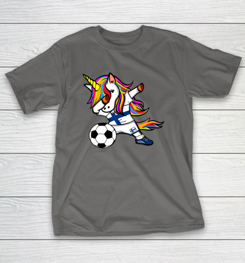 Funny Dabbing Unicorn Finland Football Finnish Flag Soccer T-Shirt 21