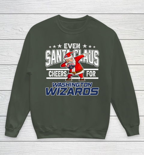 Washington Wizards Even Santa Claus Cheers For Christmas NBA Youth Sweatshirt 8