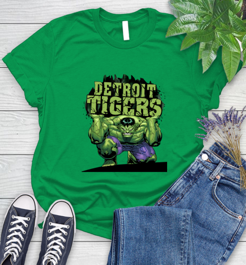 Detroit Tigers MLB Baseball Incredible Hulk Marvel Avengers Sports Women's T-Shirt 6