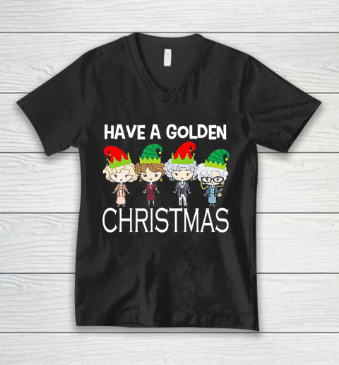 Golden Girls Lovers Gift T shirt Have A Golden Christmas Vintage V-Neck T-Shirt