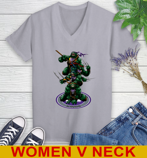 NBA Basketball Sacramento Kings Teenage Mutant Ninja Turtles Shirt Women's V-Neck T-Shirt 5