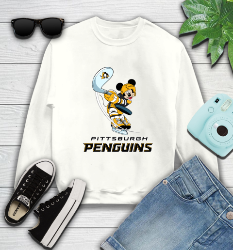 NHL Hockey Pittsburgh Penguins Cheerful Mickey Mouse Shirt Sweatshirt 2