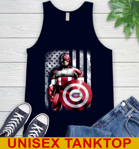 Montreal Canadiens NHL Hockey Captain America Marvel Avengers American Flag Shirt Tank Top 2