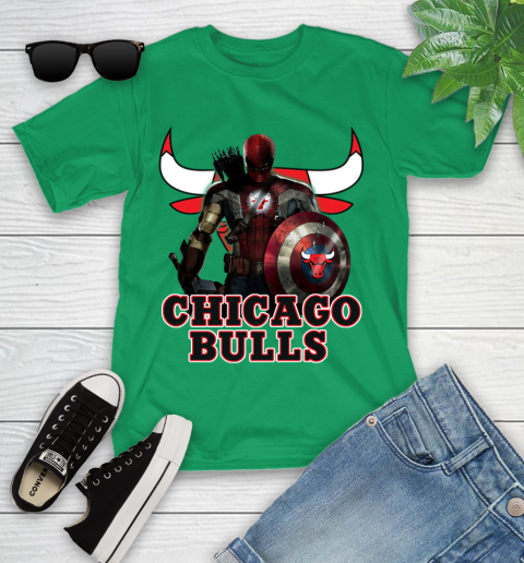Chicago Bulls NBA Basketball Captain America Thor Spider Man Hawkeye Avengers Youth T-Shirt 6