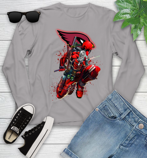 NFL Deadpool Marvel Comics Sports Football Arizona Cardinals Youth Long Sleeve 5