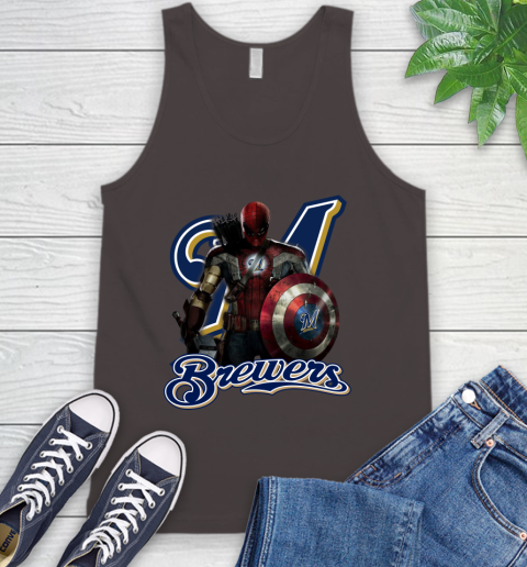 MLB Captain America Thor Spider Man Hawkeye Avengers Endgame Baseball Milwaukee Brewers Tank Top 7