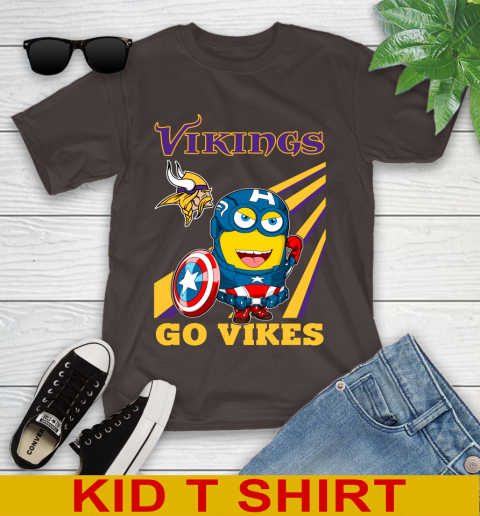 NFL Football Minnesota Vikings Captain America Marvel Avengers Minion Shirt Youth T-Shirt 6