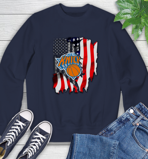 New York Knicks NBA Basketball American Flag Sweatshirt 2