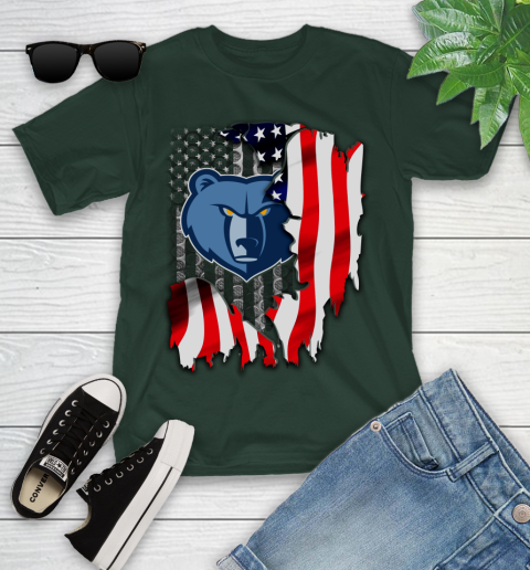 Memphis Grizzlies NBA Basketball American Flag Youth T-Shirt 5