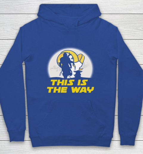 Los Angeles Rams NFL Football Star Wars Yoda And Mandalorian This Is The Way Youth Hoodie 6