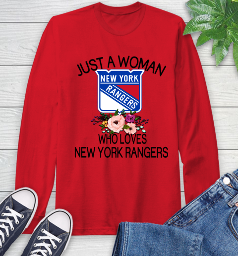 NHL Just A Woman Who Loves New York Rangers Hockey Sports Long Sleeve T-Shirt 9