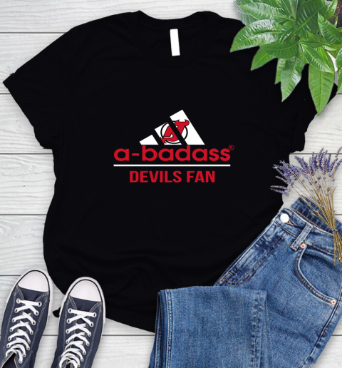 NHL A Badass New Jersey Devils Fan Adidas Hockey Sports Women's T-Shirt