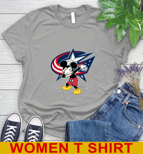 Columbus Blue Jackets NHL Hockey Dabbing Mickey Disney Sports Women's T-Shirt 11