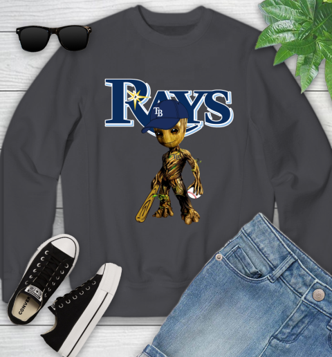 MLB Tampa Bay Rays Groot Guardians Of The Galaxy Baseball Youth Sweatshirt 6