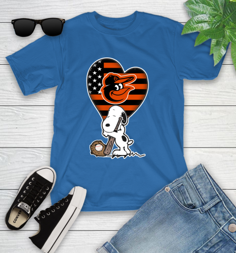 Baltimore Orioles MLB Baseball The Peanuts Movie Adorable Snoopy Youth T-Shirt 9