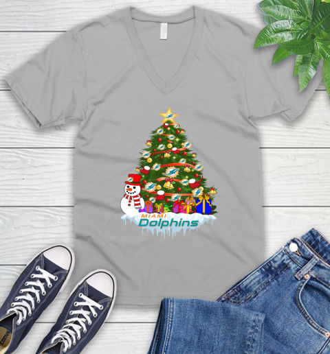 Miami Dolphins Merry Christmas NFL Football Sports V-Neck T-Shirt 4