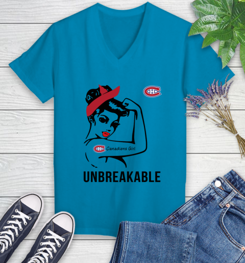 NHL Montreal Canadiens Girl Unbreakable Hockey Sports Women's V-Neck T-Shirt 4