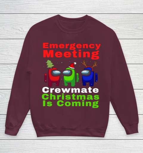Among Us Emergency Meeting Crewmate Christmas Is Coming Youth Sweatshirt 4